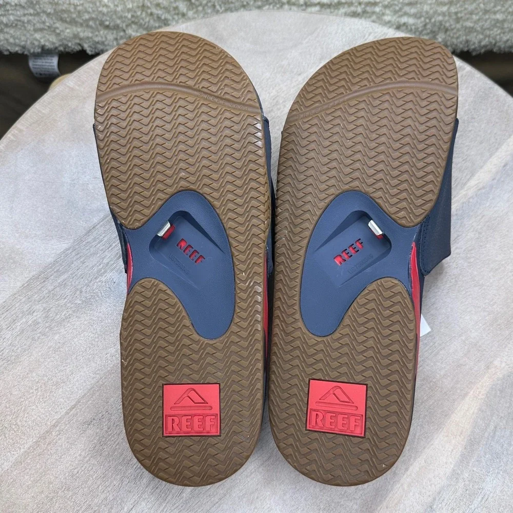 Boston Red Sox Reef Fanning Slides Mens 12 MLB Sandals Bottle Opener NWT